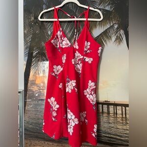 Red floral sun dress